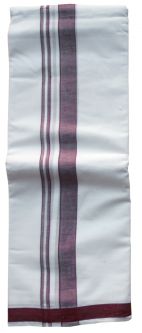Cotton Dhoti With Chadar (Maroon border) CDSR